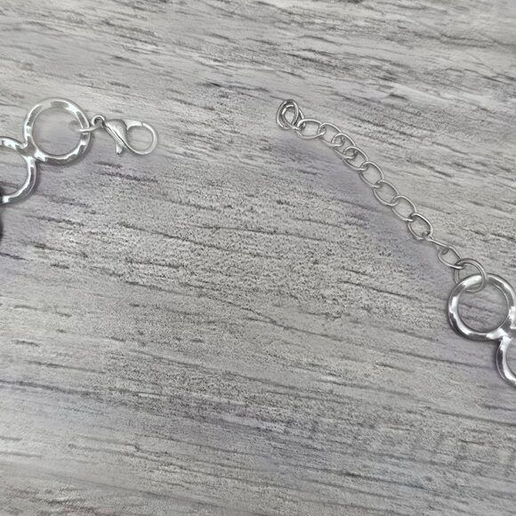 Vintage Ring Silver Gun Metal Curtain Bib Statement Necklace - Picture 5 of 5